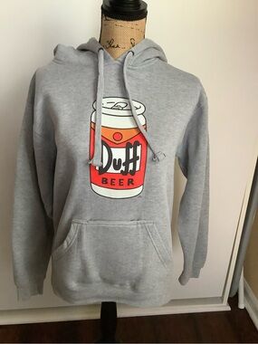 Duff Beer Graphic Hoodie Sweatshirt with Beer Bottle Pocket/ Opener